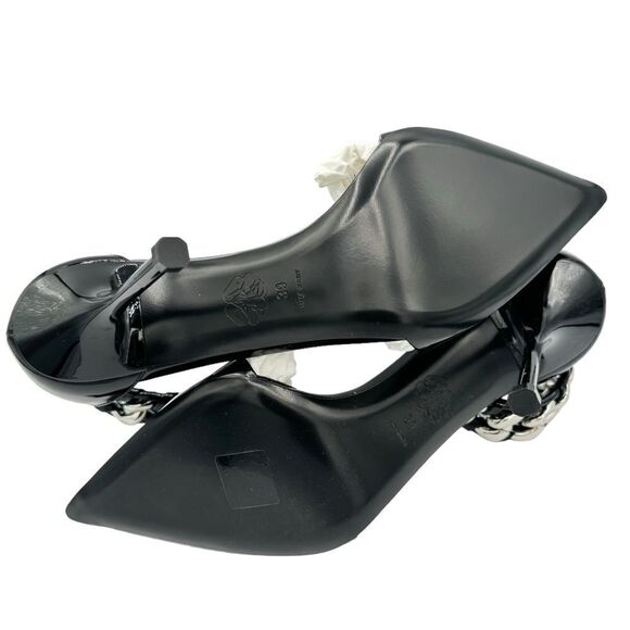 NEW Alexander McQueen 105mm Chain-Trim Patent Leather Pumps Size 39 - Picture 9 of 14